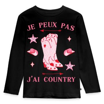 I CAN'T COUNTRY RODEO BOOT GIRL - Kids' Premium Longsleeve Shirt - black - Front - AI Model Kid Male (0cm)