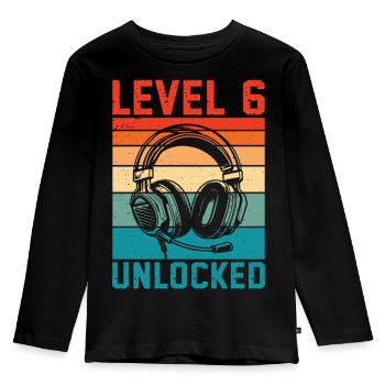 Enfant 6 ans Niveau 6 Débloqué, 6ème anniversaire - T-shirt manches longues Premium Enfant - noir - Devant - AI Model Kid Male (0cm)