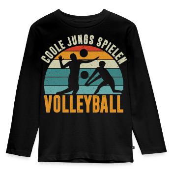 Volleyball Geschenk Volleyballspieler Jungs - Kinder Premium Bio Langarmshirt - Schwarz - Vorne - AI Model Kid Male (0cm)