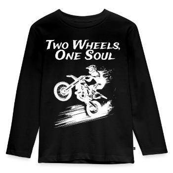 Two Wheels, One Soul - Kids' Premium Longsleeve Shirt - black - Front - AI Model Kid Male (0cm)
