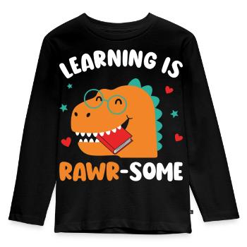 Dinosaur Kindergarten Elementary Kids - Kids' Premium Longsleeve Shirt - black - Front - AI Model Kid Male (0cm)