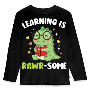 Dinosaur Kindergarten Elementary Kids - Kids' Premium Longsleeve Shirt - black - Front - AI Model Kid Male (0cm)