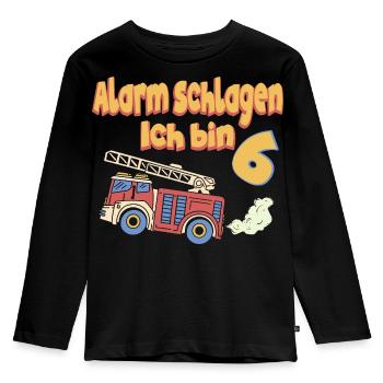 Fire Brigade Alarm I'm 6 Children's Birthday Party - Kids' Premium Longsleeve Shirt - black - Front - AI Model Kid Male (0cm)