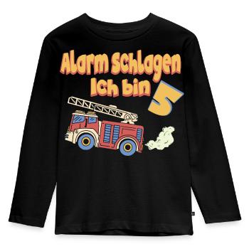 Fire Brigade Birthday Alarm I'm 5 years old - Kids' Premium Longsleeve Shirt - black - Front - AI Model Kid Male (0cm)