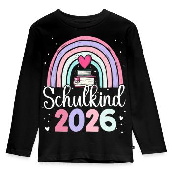 Schulkind 2026 Regenbogen - Kinder Premium Bio Langarmshirt - Schwarz - Vorne - AI Model Kid Male (0cm)