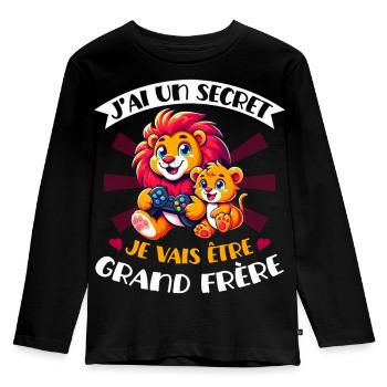 j'ai un secret je vais être grand frère - T-shirt manches longues Premium Enfant - noir - Devant - AI Model Kid Male (0cm)