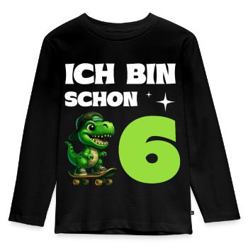 Cadeau d’anniversaire de 6 ans de Dino T-Rex - T-shirt manches longues Premium Enfant - noir - Devant - AI Model Kid Male (0cm)