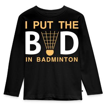 Badminton - T-shirt manches longues Premium Enfant - noir - Devant - AI Model Kid Male (0cm)