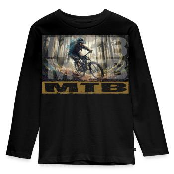 MTB - Kinder Premium Bio Langarmshirt - Schwarz - Vorne - AI Model Kid Male (0cm)