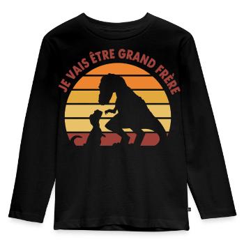 Je vais être grand frère Annonce grossesse humour - T-shirt manches longues Premium Enfant - noir - Devant - AI Model Kid Male (0cm)