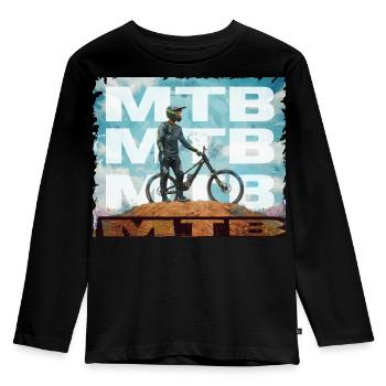 MTB - Kinder Premium Bio Langarmshirt - Schwarz - Vorne - AI Model Kid Male (0cm)