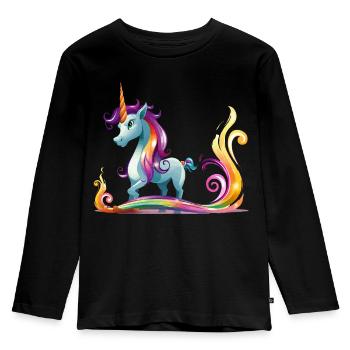 Rainbow Unicorn Color Streams - Kids' Premium Longsleeve Shirt - black - Front - AI Model Kid Male (0cm)