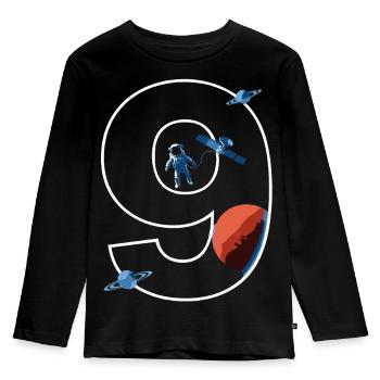 Astronaute spatial pour 9e anniversaire - T-shirt manches longues Premium Enfant - noir - Devant - AI Model Kid Male (0cm)