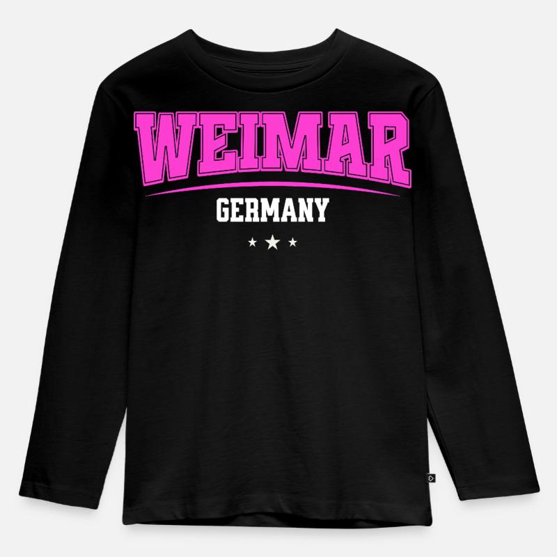 Weimar Deutschland Pink Retro-Logo - Kinder Premium Bio Langarmshirt - Schwarz