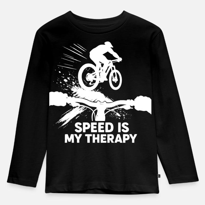 Downhill MTB POV Geschwindigkeit Therapie Geschenk - Kinder Premium Bio Langarmshirt - Schwarz