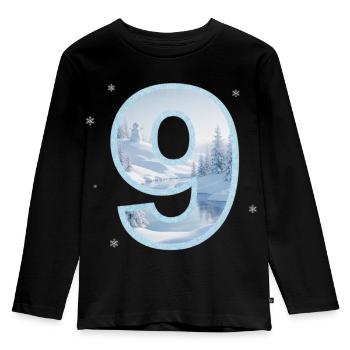 Bonhomme de neige pour le 9e anniversaire de Winter Wonderland - T-shirt manches longues Premium Enfant - noir - Devant - AI Model Kid Male (0cm)