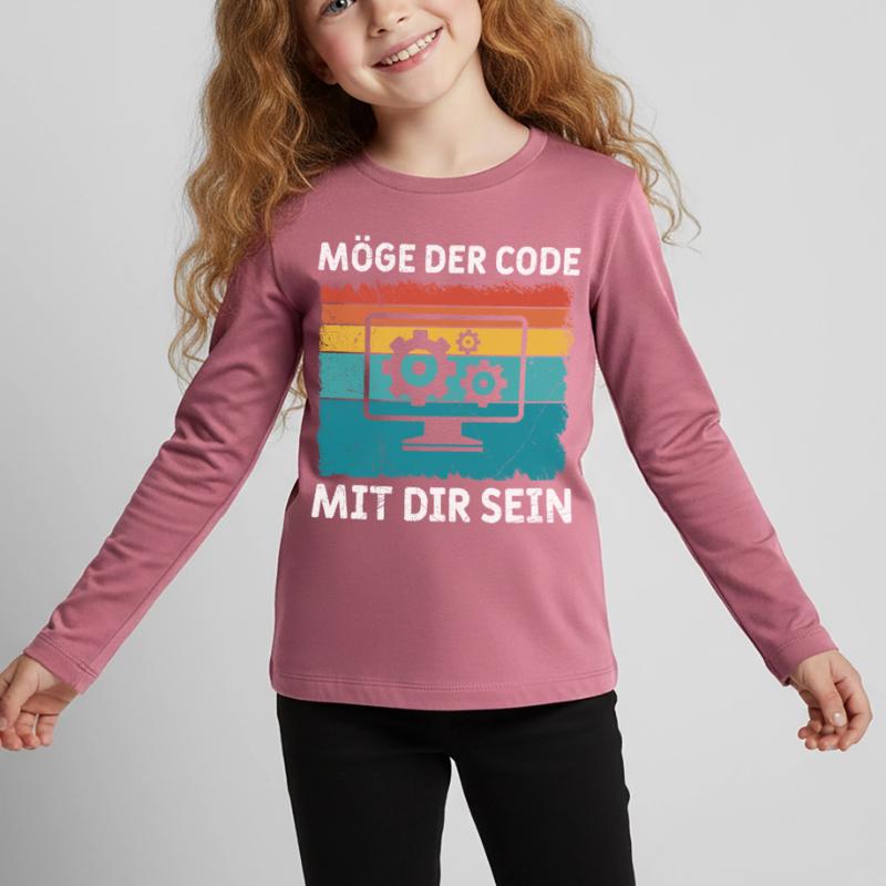 Nerd Computer MÖGE DER CODE MIT DIR SEIN LUSTIG Kinder Premium Bio Langarmshirt