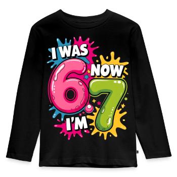 I was 6 Now Im 7 Birthday 67 Meme 7 Years Old kids - Kids' Premium Longsleeve Shirt - black - Front - AI Model Kid Male (0cm)