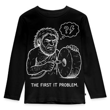 The First IT Problem - Kinder Premium Bio Langarmshirt - Schwarz - Vorne - AI Model Kid Male (0cm)