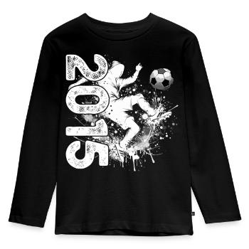 11. Geburtstag Jahrgang 2015 11 Jahre Fußball - Kinder Premium Bio Langarmshirt - Schwarz - Vorne - AI Model Kid Male (0cm)