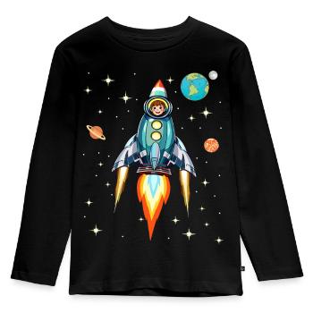 Vaisseau spatial spatial fusée Vaisseau spatial - T-shirt manches longues Premium Enfant - noir - Devant - AI Model Kid Male (0cm)