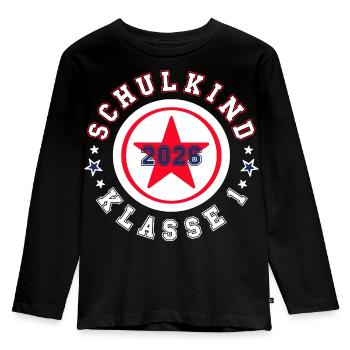 School Child 2026 - School Enrollment - Grade 1 - Kids' Premium Longsleeve Shirt - black - Front - AI Model Kid Male (0cm)
