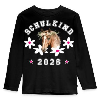 School Child 2026 Horse School Enrollment - Kids' Premium Longsleeve Shirt - black - Front - AI Model Kid Male (0cm)