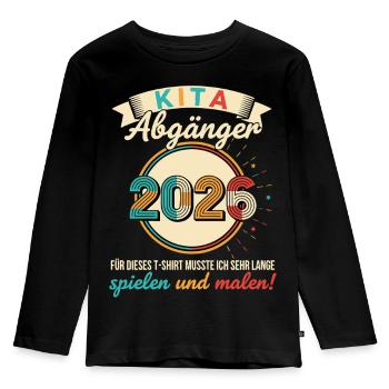 Kita Abgänger 2026 Kindergarten Abschied - Kinder Premium Bio Langarmshirt - Schwarz - Vorne - AI Model Kid Male (0cm)