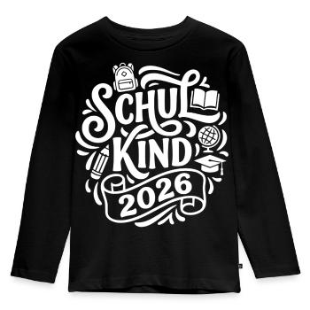 School Child 2026 School Enrollment School Back to School - Kids' Premium Longsleeve Shirt - black - Front - AI Model Kid Male (0cm)