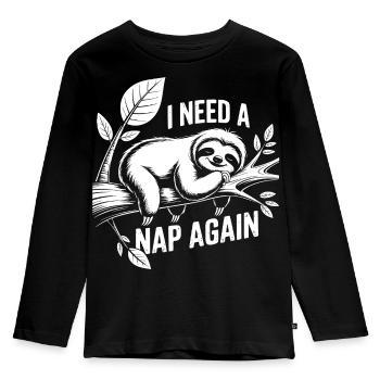 Ich brauch nen Nap - Kinder Premium Bio Langarmshirt - Schwarz - Vorne - AI Model Kid Male (0cm)