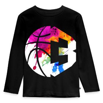 NR. 3 BASKETBALL NUMMER 3 BASKETBALL 3. GEBURTSTAG - Kinder Premium Bio Langarmshirt - Schwarz - Vorne - AI Model Kid Male (0cm)