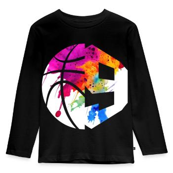 NR. 9 BASKETBALL NUMMER 9 BASKETBALL 9. GEBURTSTAG - Kinder Premium Bio Langarmshirt - Schwarz - Vorne - AI Model Kid Male (0cm)
