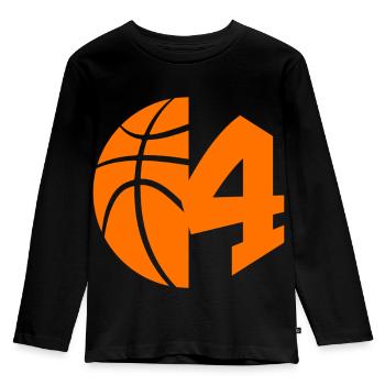 NON. 4 BASKETBALL NUMÉRO 4 BASKETBALL 4E ANNIVERSAIRE - T-shirt manches longues Premium Enfant - noir - Devant - AI Model Kid Male (0cm)