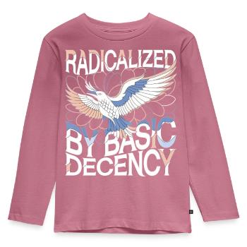 Radicalized by Basic Decency Statement Art - Kids' Premium Longsleeve Shirt - mauve - Front - AI Model Kid Female (0cm)