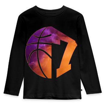 NUMMER 7 BASKETBALL 7. GEBURTSTAG - Kinder Premium Bio Langarmshirt - Schwarz - Vorne - AI Model Kid Male (0cm)