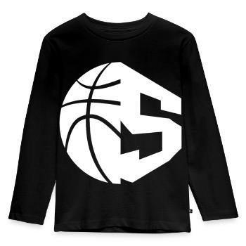 NR. 5 BASKETBALL NUMMER 5 BASKETBALL 5. GEBURTSTAG - Kinder Premium Bio Langarmshirt - Schwarz - Vorne - AI Model Kid Male (0cm)