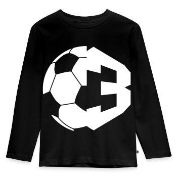 NO. 3 FOOTBALLER NUMBER 3 FOOTBALL 3RD BIRTHDAY - Kids' Premium Longsleeve Shirt - black - Front - AI Model Kid Male (0cm)
