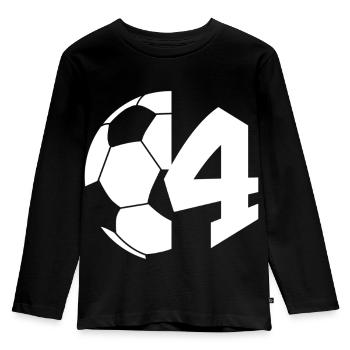 NON. 4 FOOTBALLEUR NUMÉRO 4 FOOTBALL 4E ANNIVERSAIRE - T-shirt manches longues Premium Enfant - noir - Devant - AI Model Kid Male (0cm)
