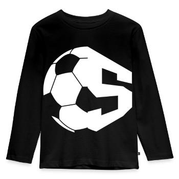 NR. 5 FUßBALLER NUMMER 5 FUßBALL 5. GEBURTSTAG - Kinder Premium Bio Langarmshirt - Schwarz - Vorne - AI Model Kid Male (0cm)