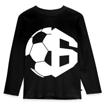 NR. 6 FUßBALLER NUMMER 6 FUßBALL 6. GEBURTSTAG - Kinder Premium Bio Langarmshirt - Schwarz - Vorne - AI Model Kid Male (0cm)