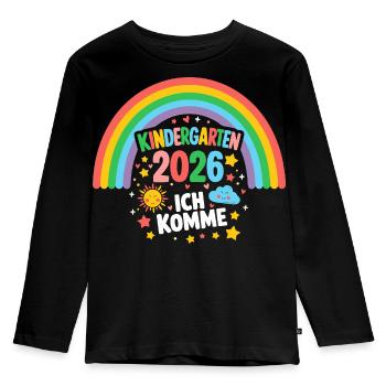 Kindergarten Ich komme 2026 Regenbogen - Kinder Premium Bio Langarmshirt - Schwarz - Vorne - AI Model Kid Male (0cm)