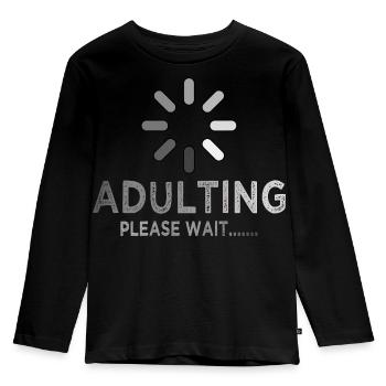 Chargement adulte s’il vous plaît attendez, drôle sarcastique - T-shirt manches longues Premium Enfant - noir - Devant - AI Model Kid Male (0cm)