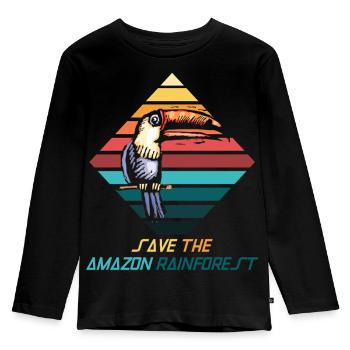 Sava – Save the rainforest - Kids' Premium Longsleeve Shirt - black - Front - AI Model Kid Male (0cm)