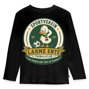 Lahme Ente Fußballclub - Kinder Premium Bio Langarmshirt - Schwarz - Vorne - AI Model Kid Male (0cm)