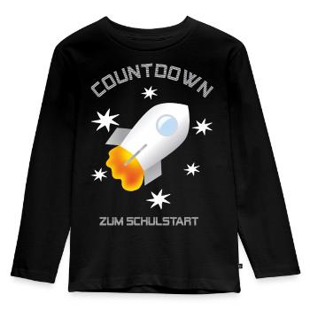 Countdown zum Schulstart Rakete mit weißen Sternen - Kinder Premium Bio Langarmshirt - Schwarz - Vorne - AI Model Kid Male (0cm)