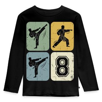 8 Geburtstag Karate Kampfsport - Kinder Premium Bio Langarmshirt - Schwarz - Vorne - AI Model Kid Male (0cm)