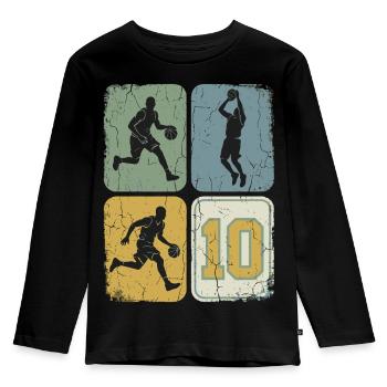 10 Geburtstag Basketball Junge Spieler - Kinder Premium Bio Langarmshirt - Schwarz - Vorne - AI Model Kid Male (0cm)