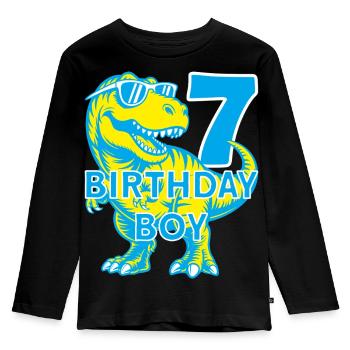 DINO 7 ANS DINOSAURE 7E ANNIVERSAIRE - T-shirt manches longues Premium Enfant - noir - Devant - AI Model Kid Male (0cm)