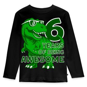 DINO 6 ANS DINOSAURE 6E ANNIVERSAIRE - T-shirt manches longues Premium Enfant - noir - Devant - AI Model Kid Male (0cm)