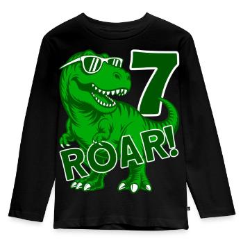 DINO 7 ANS DINOSAURE 7E ANNIVERSAIRE - T-shirt manches longues Premium Enfant - noir - Devant - AI Model Kid Male (0cm)